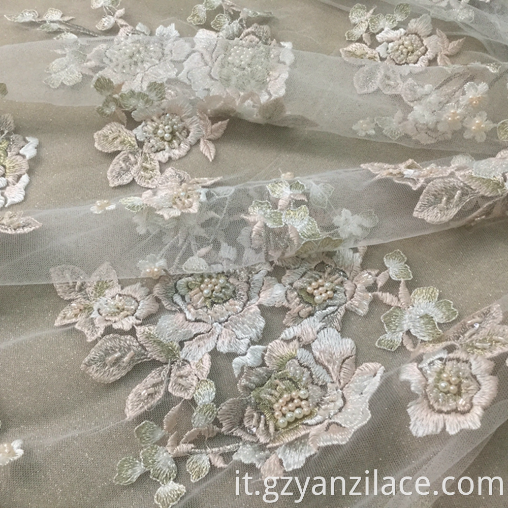 Pearl Beaded Lace Fabric